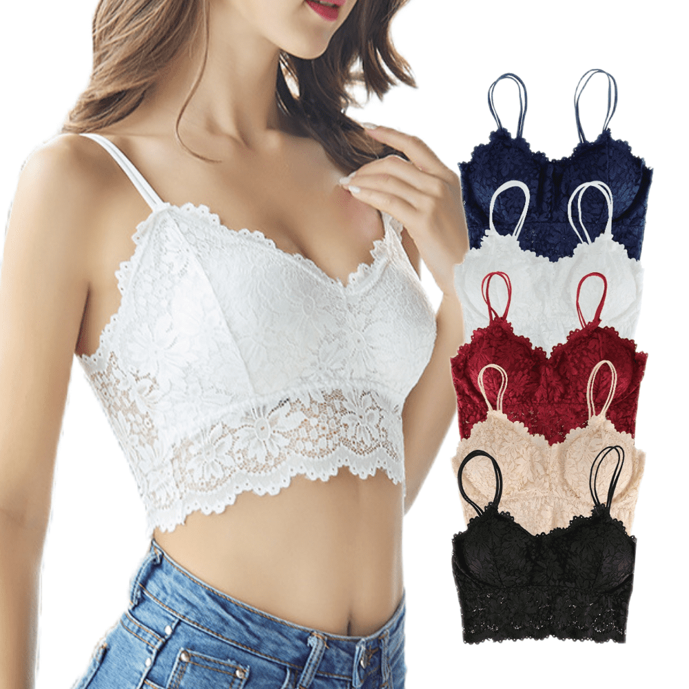 Gustave Women's Halter Lace Bralette Top Unpadded Crop Back