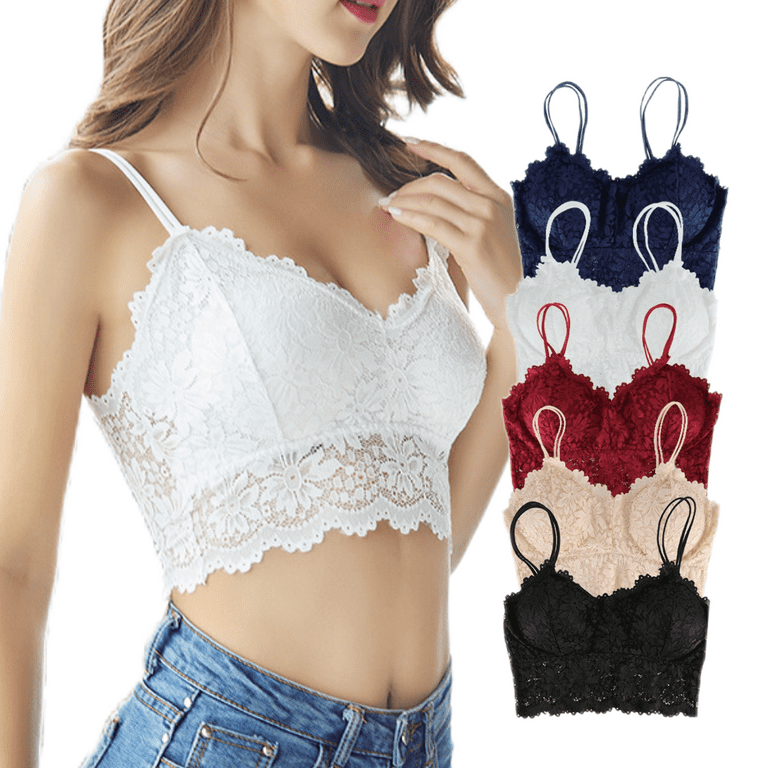 Women's Lace Bralette Padded Wire Free Bra Fashionable Crop Top Style Sexy  Tops 