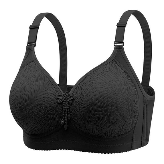 Womens Lace Bralettes Back-Smoothing Bra Feature V-Neck Full-Figure Bra Style W-872 Black L
