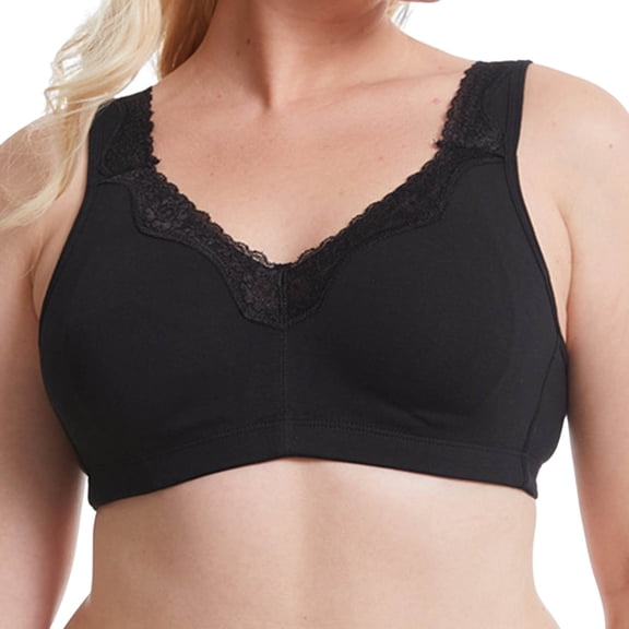 Womens Lace Bralettes Pullover Bra Feature V-Neck No Underwire Bra Style W-105 Black 100C