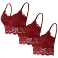 thumbnail image 1 of Womens Lace Bralettes Seamless Floral Embroidered Crop Top No Underwire Lace Camisoles 3 Pack, 1 of 7