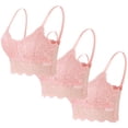 thumbnail image 1 of Womens Lace Bralettes Seamless Floral Embroidered Crop Top No Underwire Lace Camisoles 3 Pack, 1 of 1