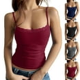 thumbnail image 1 of Womens Lace Camisole Top Square Neck Ribbed Tank Adjustable Straps Sleeveless Going Out Wear, 1 of 9