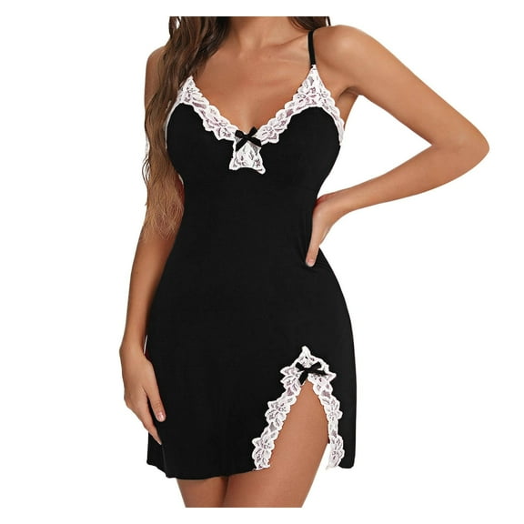 Womens Lace Chemise Nightgown V Neck Sleeveless Teddy Lingerie Sleepwear
