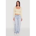 thumbnail image 1 of Women's Lace Detail Scoop Neck Long Sleeve Crop Top, 1 of 5