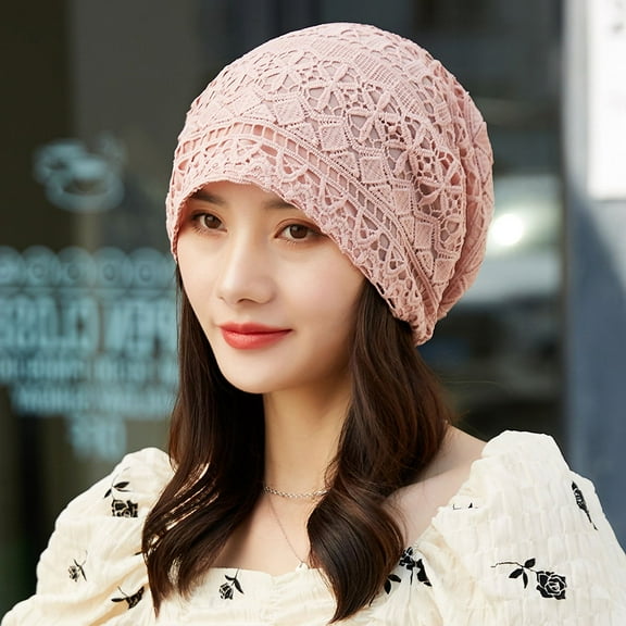 Womens Lace Flower Beanie Hat Slouchy Hip-hop Skull Cap Warm Turban