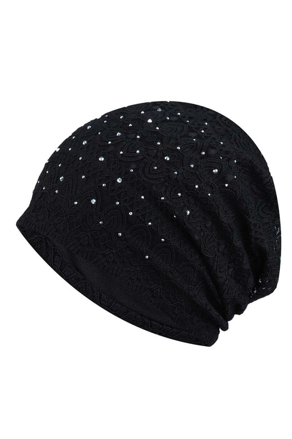 Womens Lace Flower Beanie Hat Slouchy Hip-hop Skull Cap Warm Turban
