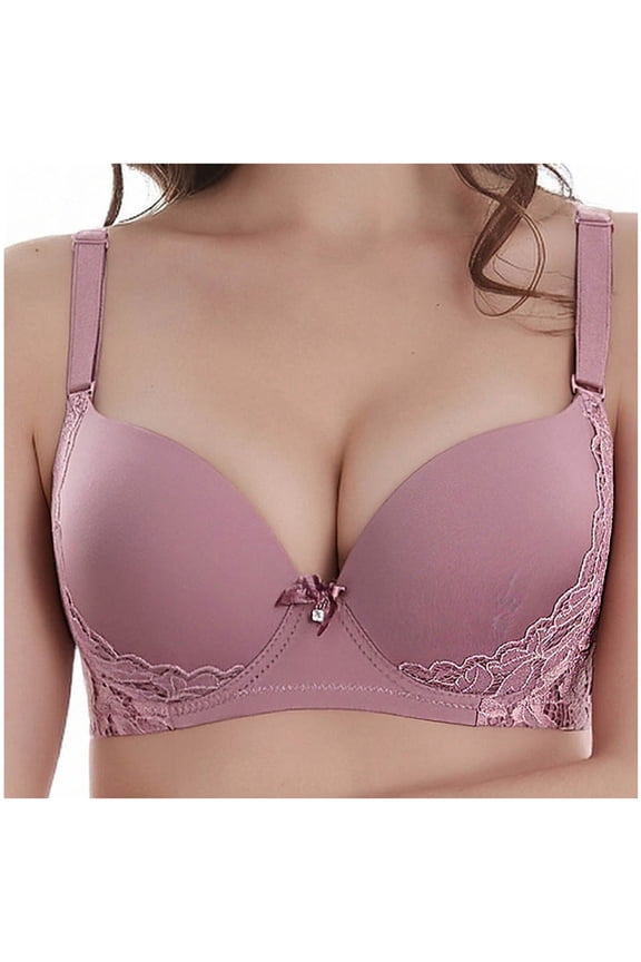 Womens Lace Full Coverage Underwire Bra Unlined Comfort T-Shirt Everyday Support Bras for Women Plus Size D/DD Pink,Size 110D