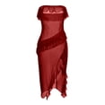 thumbnail image 1 of Womens Lace Lingerie Long Dress Mesh Nightdress V Neck Nightgown Side Slit Sleepgown, 1 of 5