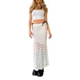 thumbnail image 1 of Womens Lace Maxi Skirt Summer High Waist Sheer Mesh See Through Y2K Sexy Beach Cover-up Long Skirts, 1 of 7