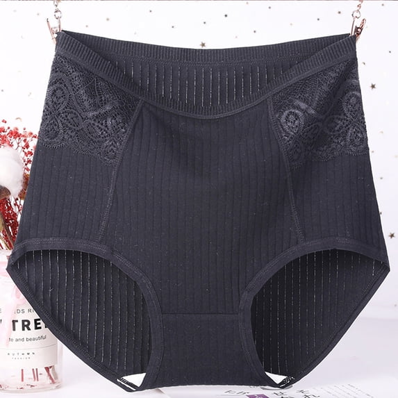 Womens Lace Menstrual Period Panties Plus Size Leak Proof Cotton Crotch Shorts Underwear Panties High Waist Physiological Period BriefsBlackXXXXXL