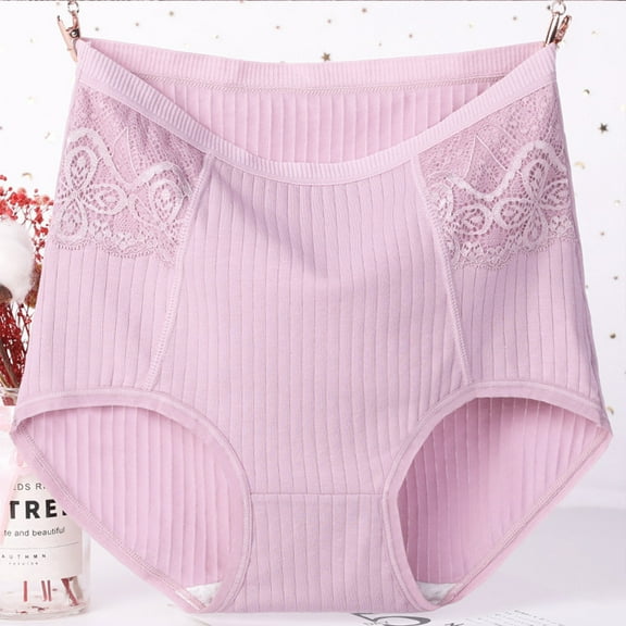 Womens Lace Menstrual Period Panties Plus Size Leak Proof Cotton Crotch Shorts Underwear Panties High Waist Physiological Period BriefsHot PinkXXXXXL