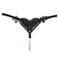 thumbnail image 1 of Womens Lace Mesh Embroidery Hollow Thin Belt High Elastic Pearl Sexy Seamless Thong Underwear, 1 of 2