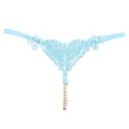 thumbnail image 1 of Womens Lace Mesh Embroidery Hollow Thin Belt High Elastic Pearl Sexy Seamless Thong Underwear, 1 of 2
