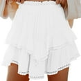 thumbnail image 1 of Womens Lace Mini Skirts Waisted Skorts Elegant A-Line Flared Pleated Skirts Party Dress High Ruffled Skort Style Ruffle Dancing Party Going Out Skirt, 1 of 5
