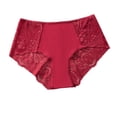 thumbnail image 1 of VONCOS Womens Lace Panties Comfortable Everyday Briefs Mid Rise Breathable with Seamless Front Floral Lace Trim Red,Size L, 1 of 9