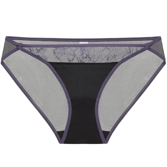 VONCOS Womens Lace Panties Mid Rise Bikini Seamless Feel No Show Underwear Comfortable Everyday Purple,Size XL