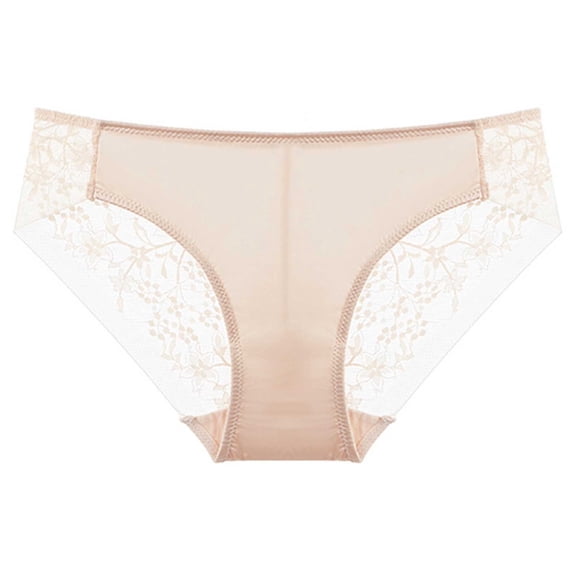 VONCOS Womens Lace Panties Pink Breathable Underwear Soft Bikini Mid Rise for Everyday, S-XL,Size XL