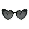 thumbnail image 1 of Womens Lace Petal Rim Heart Shape Cat Eye Plastic Sunglasses All Black, 1 of 4