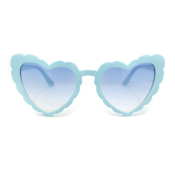 Womens Lace Petal Rim Heart Shape Cat Eye Plastic Sunglasses All Blue
