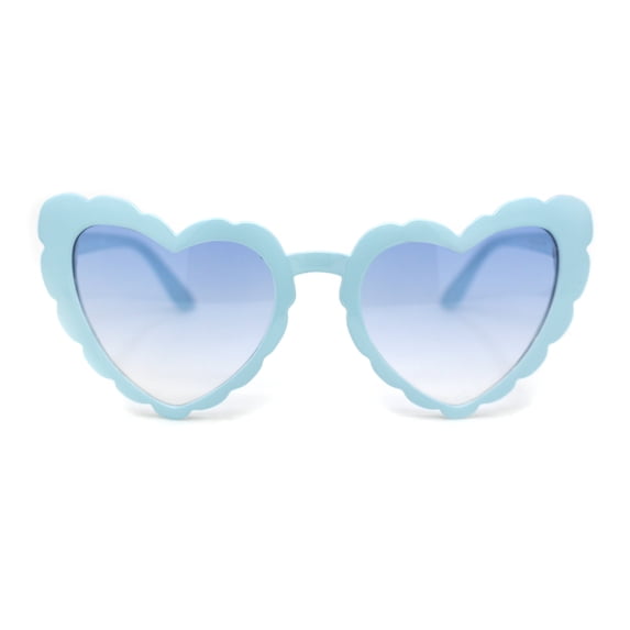 Womens Lace Petal Rim Heart Shape Cat Eye Plastic Sunglasses All Blue