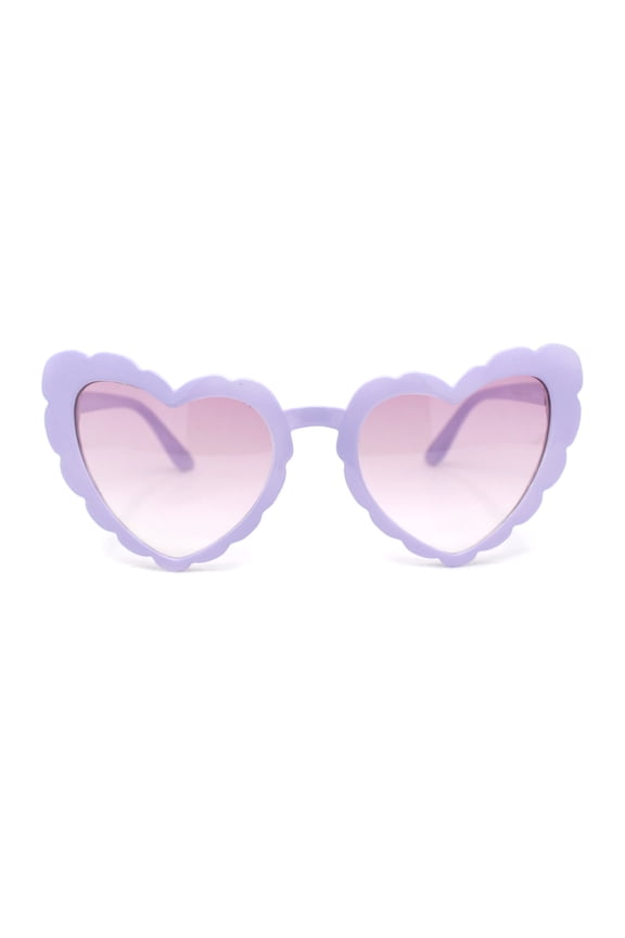 Womens Lace Petal Rim Heart Shape Cat Eye Plastic Sunglasses Lavender - Purple