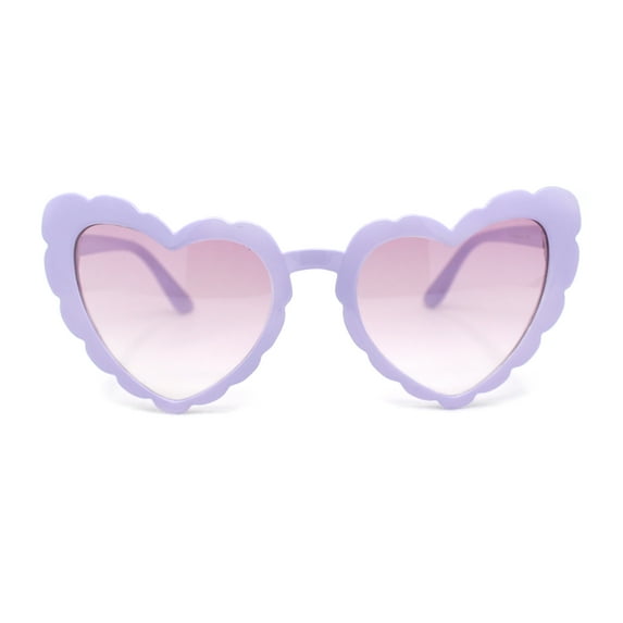 Womens Lace Petal Rim Heart Shape Cat Eye Plastic Sunglasses Lavender - Purple