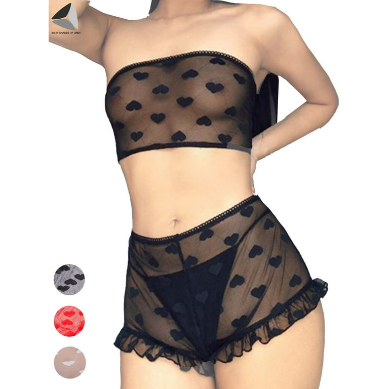 Womens Lace Sexy Lingerie Nightwear Underwear Lady G-string Babydoll  Sleepwear Bra Set (S, Black)