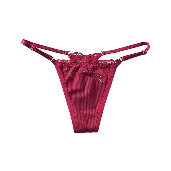 Womens Lace T-Pants Temptation Sexy Panties Breathable Cotton Low-Waist Thong
