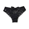 thumbnail image 1 of Womens Lace Thong Panties with Satin Bow - Black Low Rise Underwear, Comfortable Stretchy Lace for Everyday & Special Occasions,Size S, 1 of 4