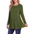 thumbnail image 1 of Womens Lace Tops Dressy Casual Long Sleeve Shirts Flowy Tunic Top Wrinkle Free Blouses for Leggings, 1 of 9