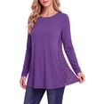 thumbnail image 1 of Womens Lace Tops Dressy Casual Long Sleeve Shirts Flowy Tunic Top Wrinkle Free Blouses for Leggings, 1 of 9