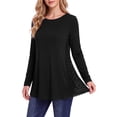 thumbnail image 1 of Womens Lace Tops Dressy Casual Long Sleeve Shirts Flowy Tunic Top Wrinkle Free Blouses for Leggings, 1 of 9