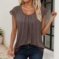 thumbnail image 1 of Womens Lace Tops Pleated Short Sleeve Shirts Summer Business Casual Dressy Blouses Womens Summer Top And Shirts Women Womens Tops Short Sleeve Loose Fit Tall Women's Shirts Women Tops Spandex Fashion, 1 of 4
