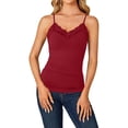 thumbnail image 1 of Womens Lace Trim Camisole V Neck Spaghetti Strap Slim Fit Layering Tank Top, 1 of 4