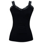 Womens Lace Trim Camisoles - Navy