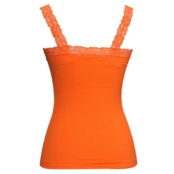 Womens Lace Trim Camisoles - Neon Orange