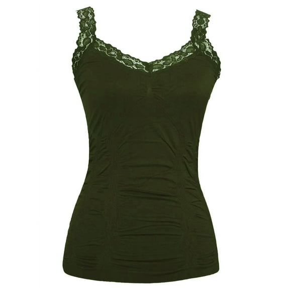 Womens Lace Trim Camisoles - Olive