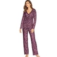 thumbnail image 1 of Womens Lace Trim PJ Set, XL, Purple Foil Floral, 1 of 4