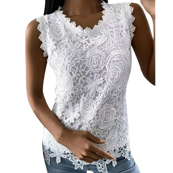 Womens Lace Trim Tank Tops Solid Sleeveless Crew Neck Relax Fit T Shirts Double-Layer Y2K Fall Summer Fashion Blouse 2025