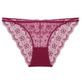 thumbnail image 1 of Womens Lace Underwear Comfortable Seamless Panties Floral Sheer Lace Bikini Briefs Ladies Underwear Wine S, 1 of 2