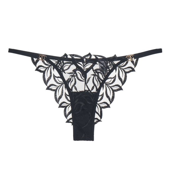 Womens Lace Underwear Comfortable Seamless Panties Floral Sheer Lace Bikini Briefs Womens Underwear Bikini Black M