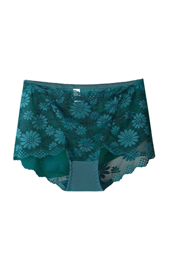 Womens Lace Underwear High Waisted Seamless Panties Plus Size L-4XL Tummy Control No Show Briefs Floral, 1 Pair, Mint Green,Size 4XL