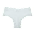thumbnail image 1 of Womens Lace Underwear with Bow No Show Stretch Sexy Soft Panties Invisible Hipster Thongs with Cotton Bottom, White, Medium, 1 of 2