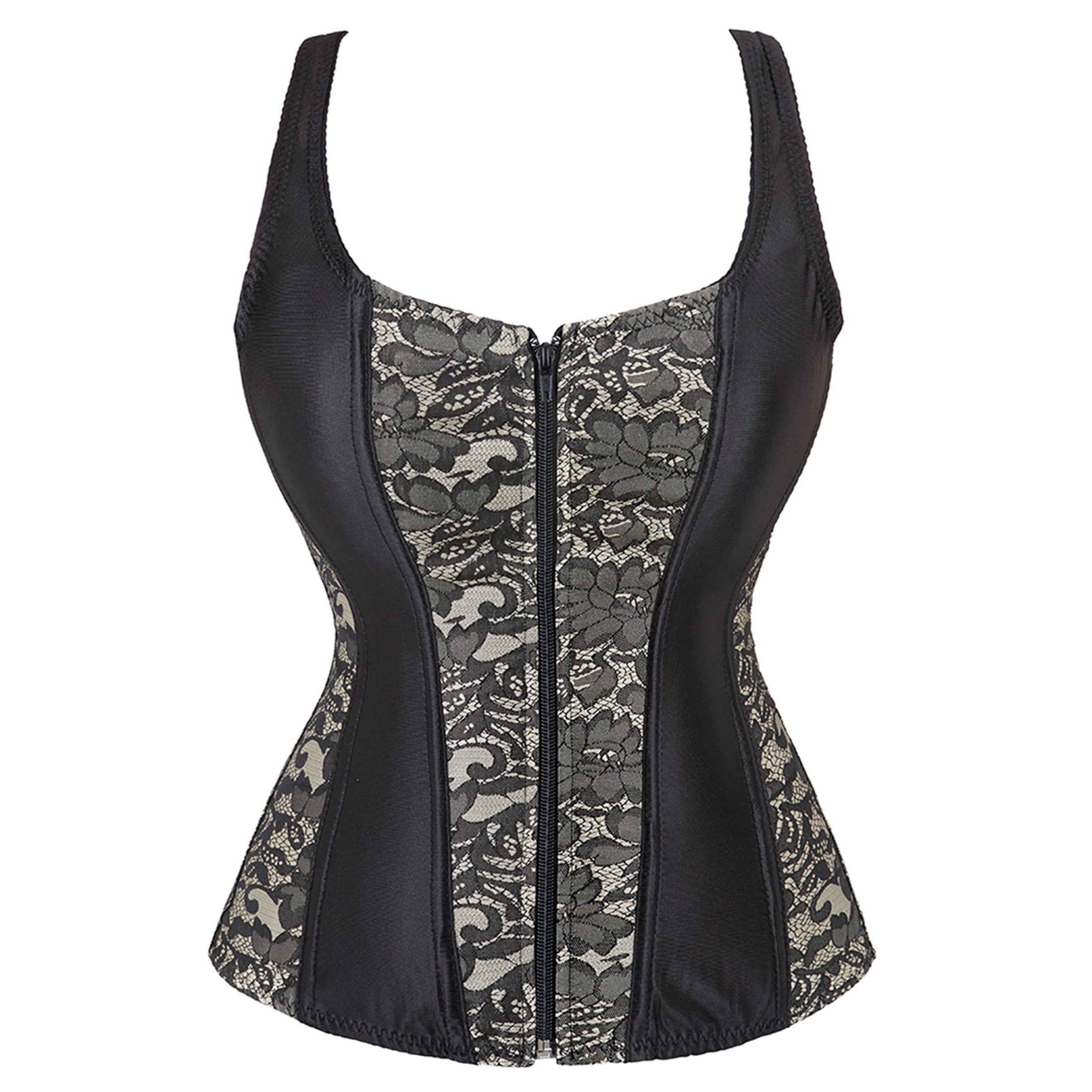 Womens Lace Up Corset Tops Overbust Corset Zipper bustier Corset — free download