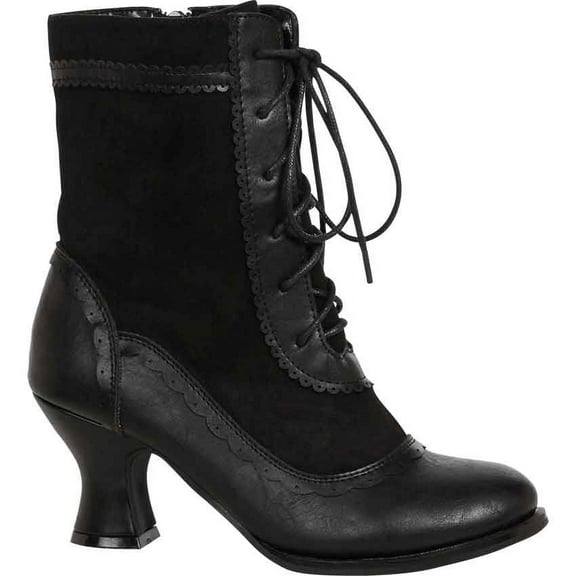 Womens Lace Up Victorian Boots in Black, size: 6 | Leather by Medieval Collectibles