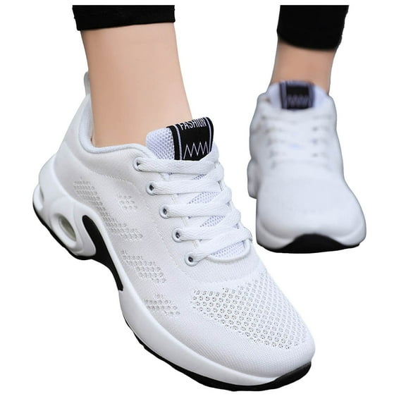 Womens Lace Up Wedge Sneakers Air Cushion Running Tennis Shoes Lightweight Arch Support Walking Shoes