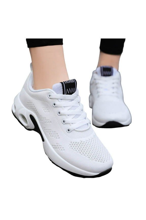 Womens Lace Up Wedge Sneakers Air Cushion Running Tennis Shoes Lightweight Arch Support Walking Shoes