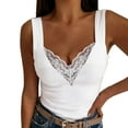 thumbnail image 1 of Womens Lace V-Neck Sleeveless Casual Tank Top - Solid Color Blouse, Polyester Material, Suitable for Multiple Occasions, 1 of 5