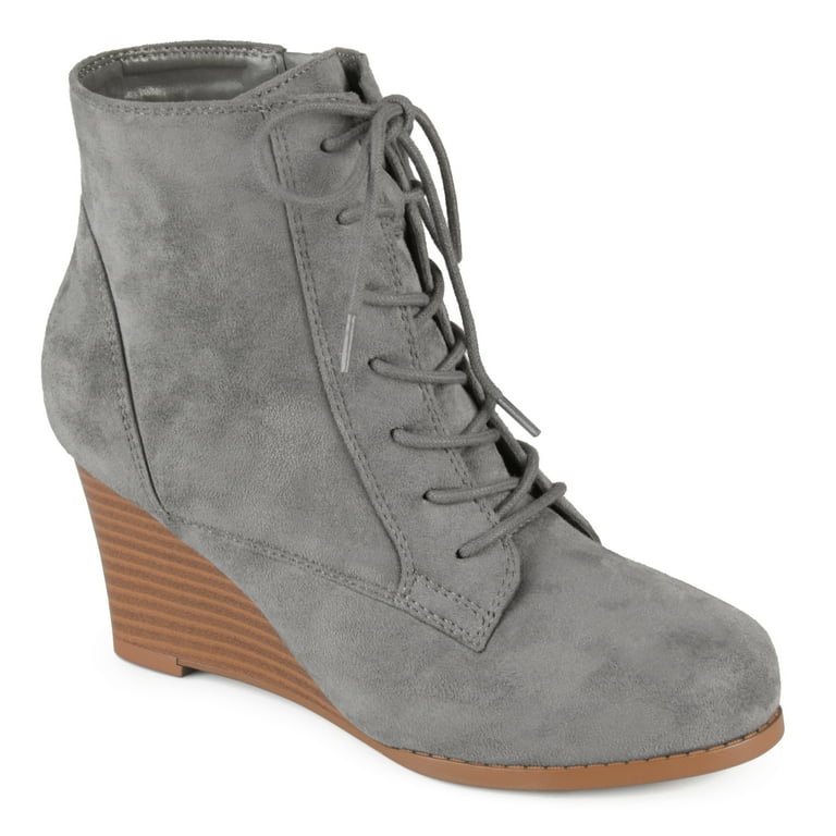 Gray suede wedge booties best sale